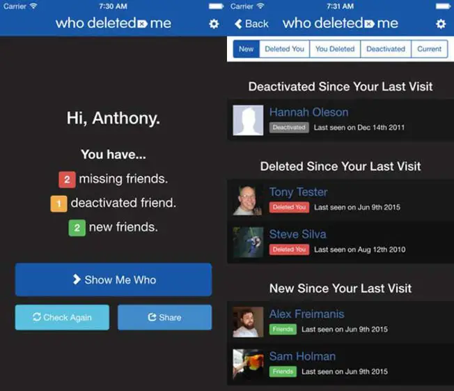 Who Deleted Me app - Find Who Unfriended you on Facebook