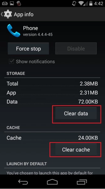 Clear data and cache