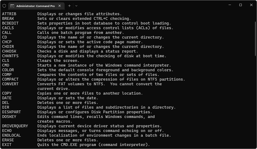 Windows CMD Commands