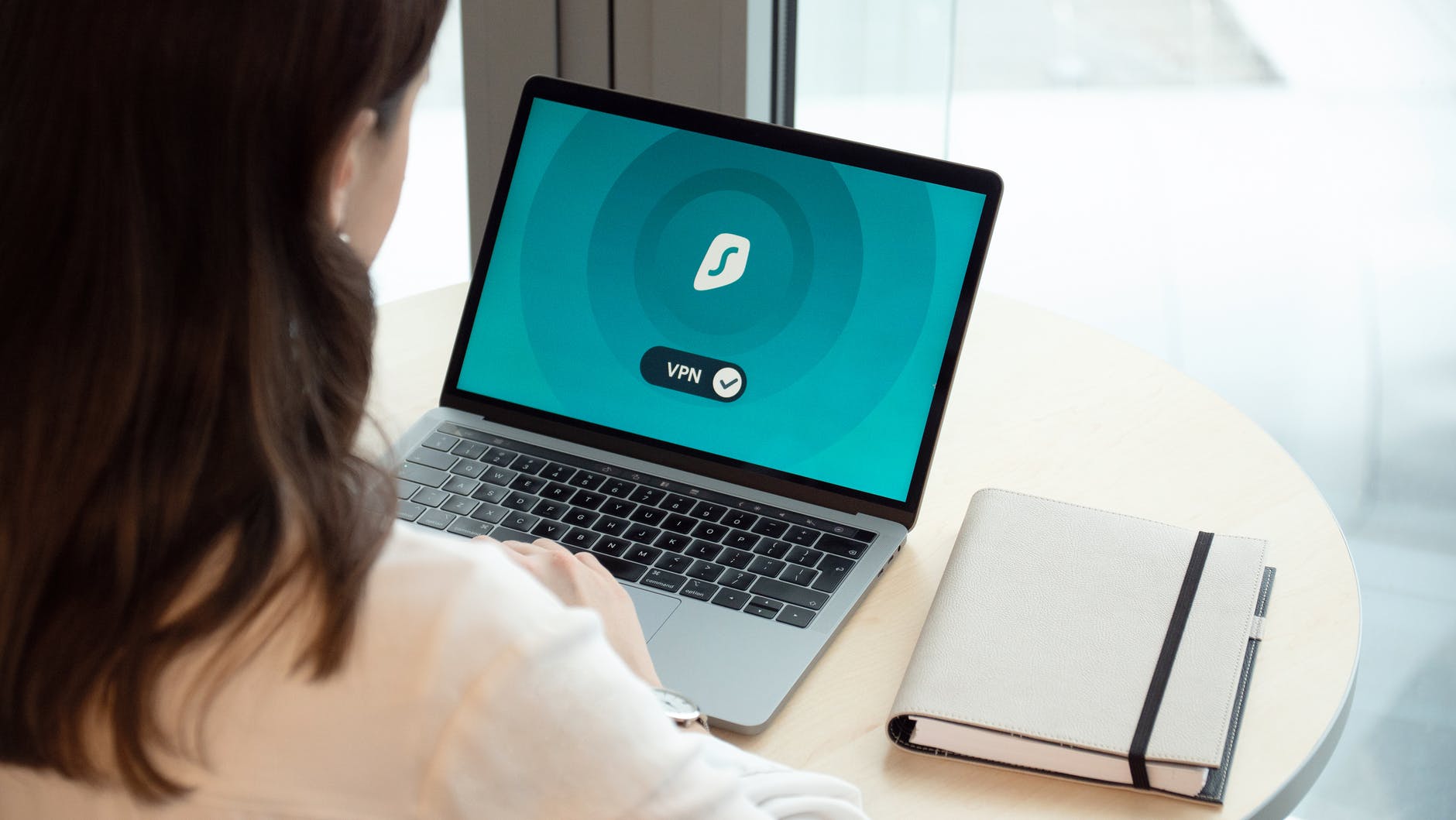 a woman accessing a vpn