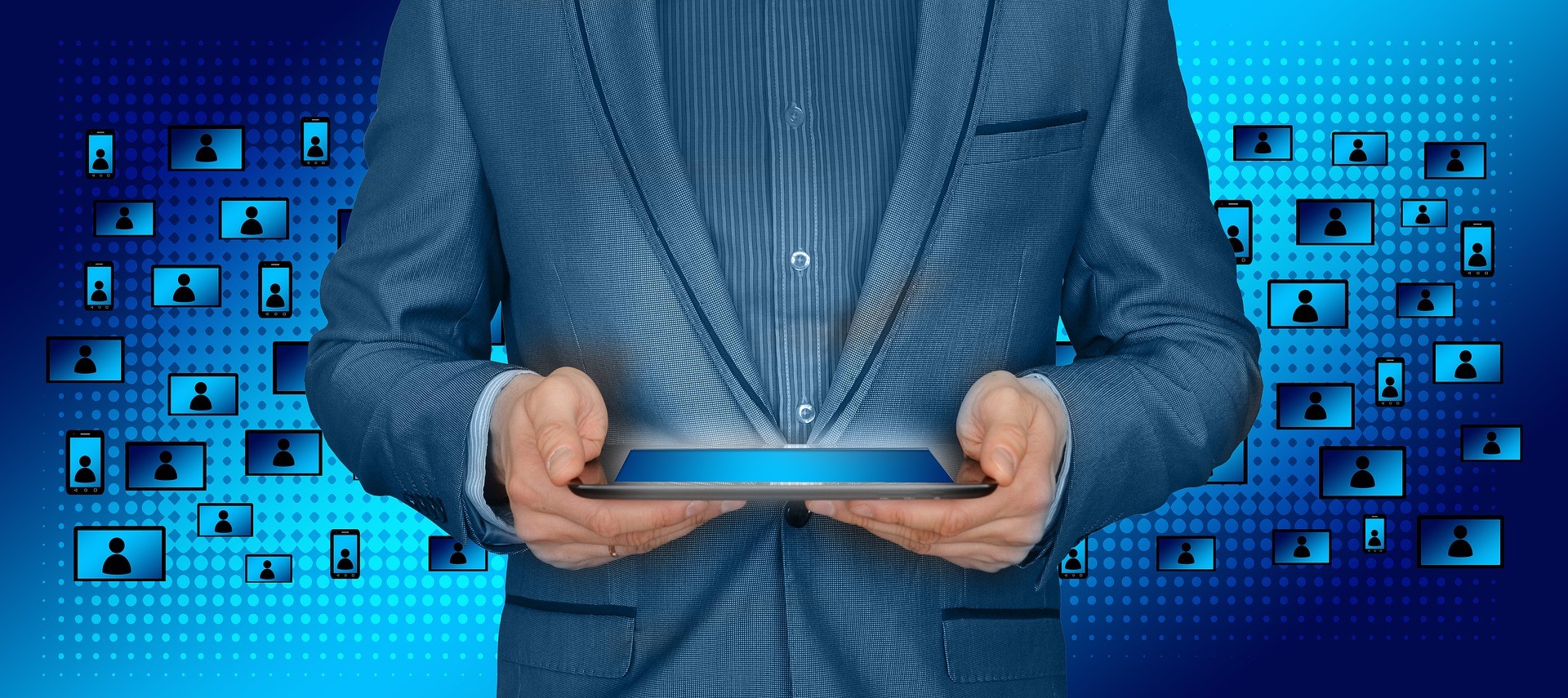 a man holding a device