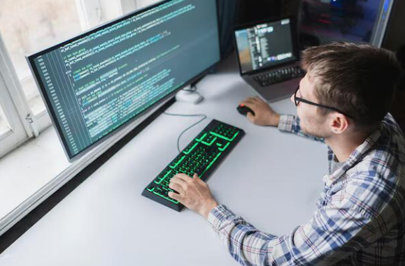 man using computer
