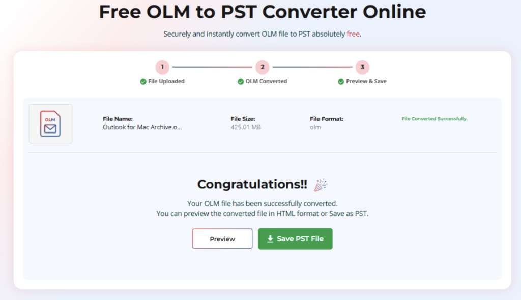 olm to pst save